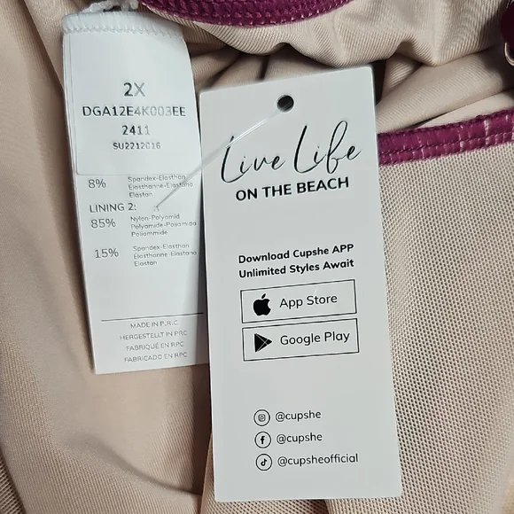 Cupshe Burgundy One Piece Swimsuit - Picture 2 of 6